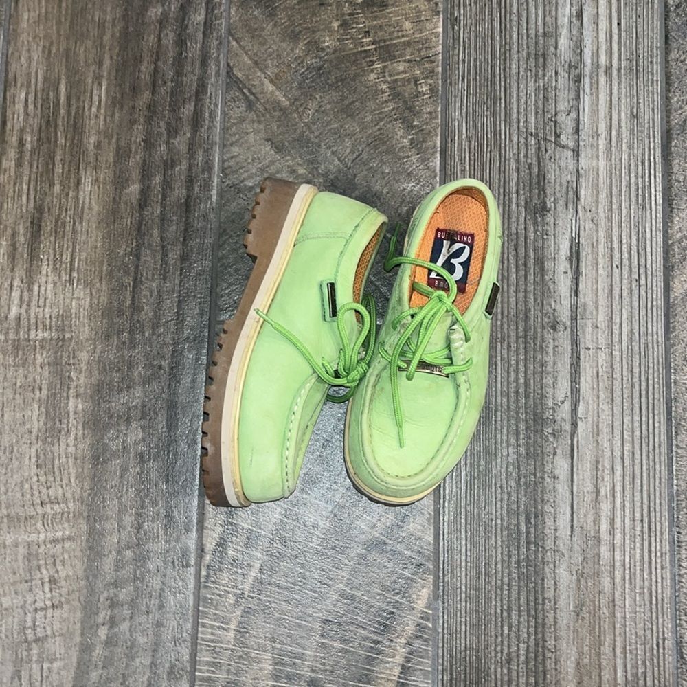 Vintage rustic Buffalino B lime green suede leather wallaby boots